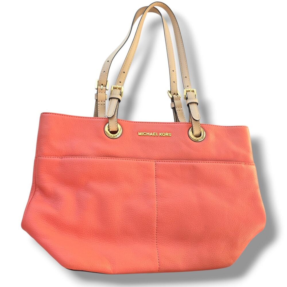 Michael Kors Blush Pink Peach Genuine Leather Bedford Tote New